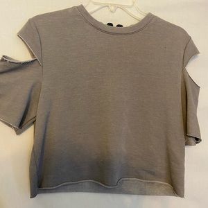 Cropped Grey Cutout Shirt